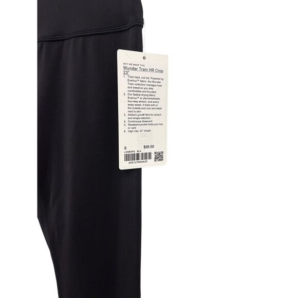 Lululemon Wunder Train Black High-Rise Crop 23" Tights/Leggings Size 8 NWT - Picture 8 of 11